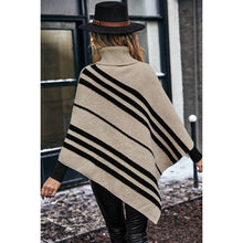 Load image into Gallery viewer, Turtleneck Batwing Sleeve Asymmetrical Knit Poncho