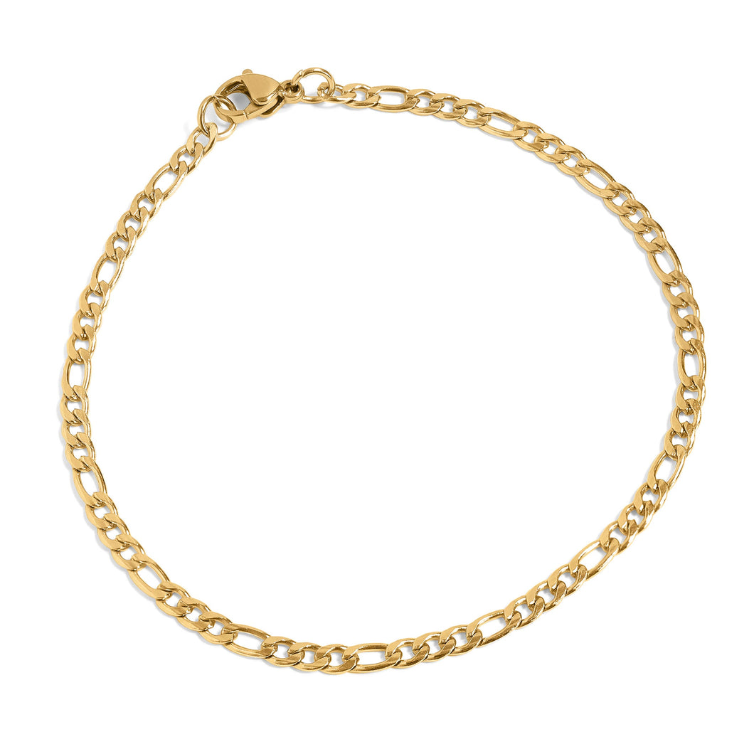 18K Gold Figaro Chain Bracelet / Anklet: 10+02