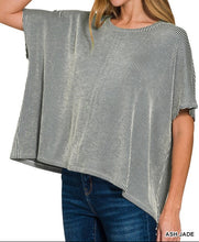 Load image into Gallery viewer, RIBBED STRIPED OVERSIZED SHORT SLEEVE TOP