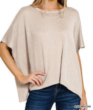 Load image into Gallery viewer, RIBBED STRIPED OVERSIZED SHORT SLEEVE TOP
