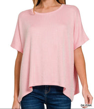 Load image into Gallery viewer, RIBBED STRIPED OVERSIZED SHORT SLEEVE TOP