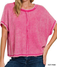 Load image into Gallery viewer, WASHED BABY WAFFLE SHORT SLEEVE TOP