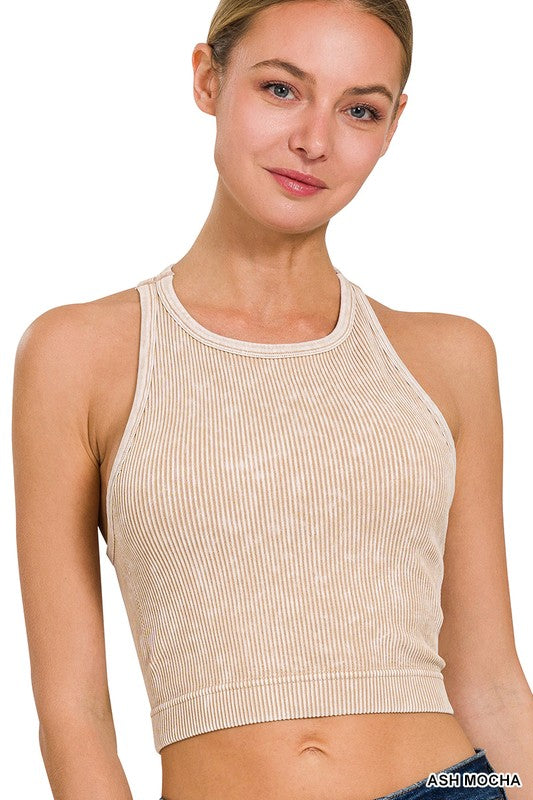 Stone Washed Ribbed Seamless Tank