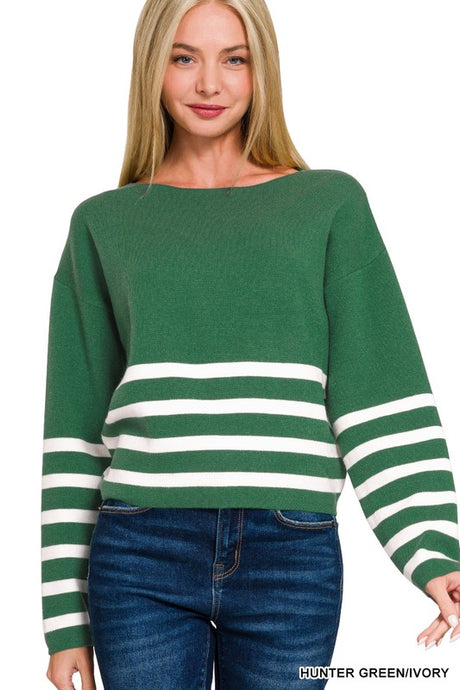 VISCOSE STRIPED CROPPED SWEATER