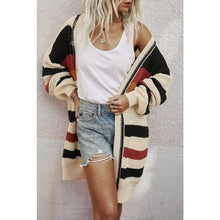 Load image into Gallery viewer, Knit Strip Long Sleeves Cardigan