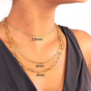 18K Gold Paperclip Chain Necklace: 20+02" / 6.5mm