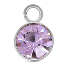 Load image into Gallery viewer, Stainless Steel Cubic Zirconia Birthstone Charm: June/Alexandrite