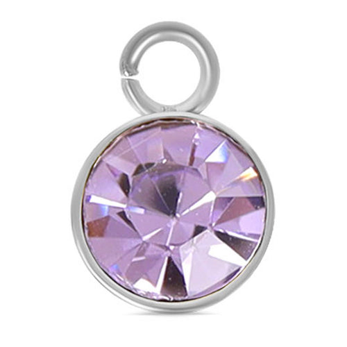 Stainless Steel Cubic Zirconia Birthstone Charm: June/Alexandrite