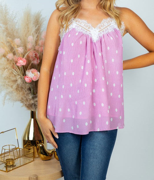 Polka Dot Crinkle Chiffon Cami - Curvy Girl