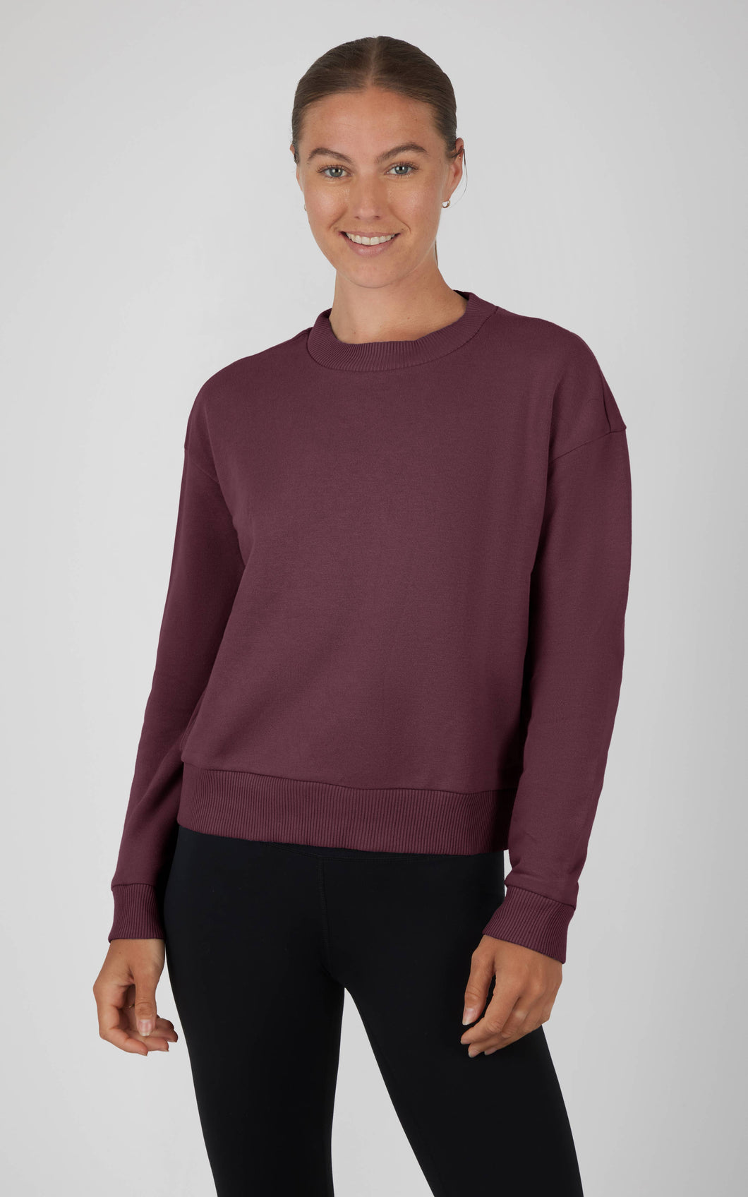 Lux Fleece Brushed Inside Pullover Sweatshirt: WINDSOR WINE