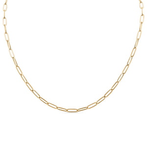 18K Gold Paperclip Chain Necklace: 14+02" / 2.5mm