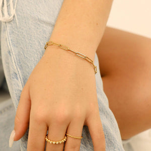 Stainless Steel Paperclip Chain Bracelet: Stainless / 7"