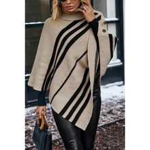 Load image into Gallery viewer, Turtleneck Batwing Sleeve Asymmetrical Knit Poncho