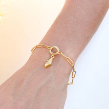 Load image into Gallery viewer, Stainless Steel Paperclip with Charm Keeper Chain Bracelet: Gold / 6.5&quot;