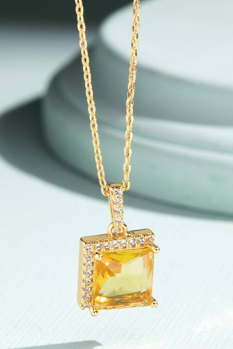 Beautiful brass and pave crystal necklace: TOPAZ