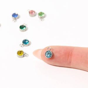 Stainless Steel Cubic Zirconia Birthstone Charm: June/Alexandrite