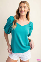 Load image into Gallery viewer, CUTE AND SOFT PUFF SLEEVE V NECK TOP