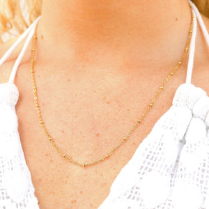 Stainless Steel Satellite Chain Necklace: Gold / 16+2"