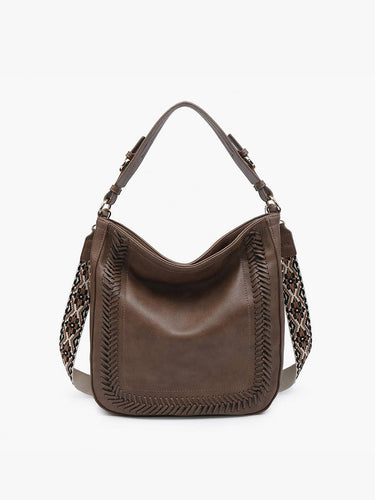 Aris Small Whipstitch Hobo w/ Guitar Strap: Chocolate