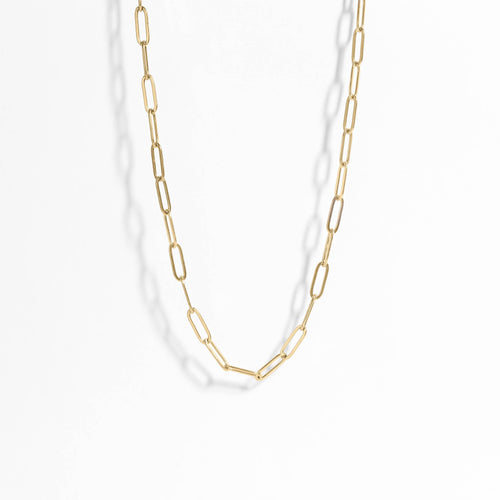 18K Gold Paperclip Chain Necklace: 20+02