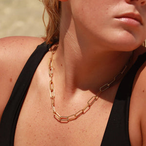 18K Gold Paperclip Chain Necklace: 20+02" / 6.5mm