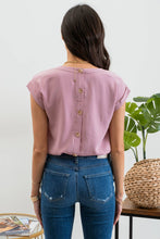Load image into Gallery viewer, FLORAL EYELET LACE TRIM BACK BUTTON TOP