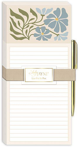Magnetic List Pad With Pen Flower Market Aster