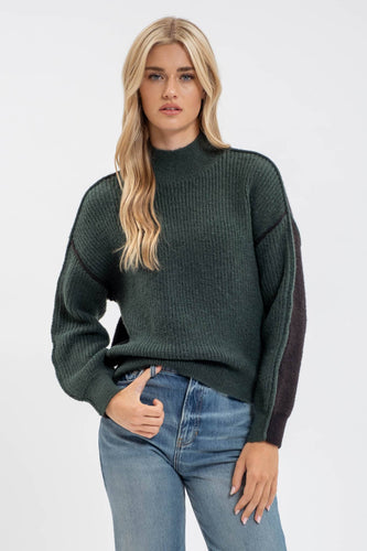 EXPOSED SEAM KNIT SWEATER: HUNTER GREEN