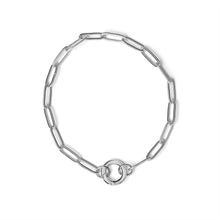 Load image into Gallery viewer, Stainless Steel Paperclip with Charm Keeper Chain Bracelet: Stainless / 7.5&quot;