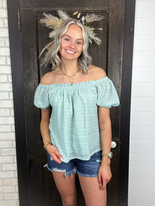 SOFT BUBBLE SLEEVES TOP: MINT