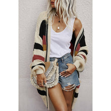 Load image into Gallery viewer, Knit Strip Long Sleeves Cardigan