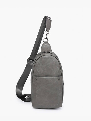 Pamela Sling Bag w/ Dbl Zip & Removable Strap: Charcoal