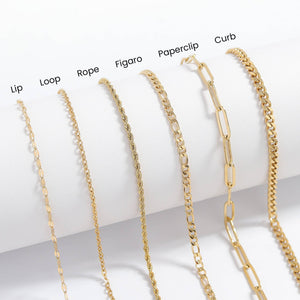 18K Gold Paperclip Chain Necklace: 14+02" / 4mm